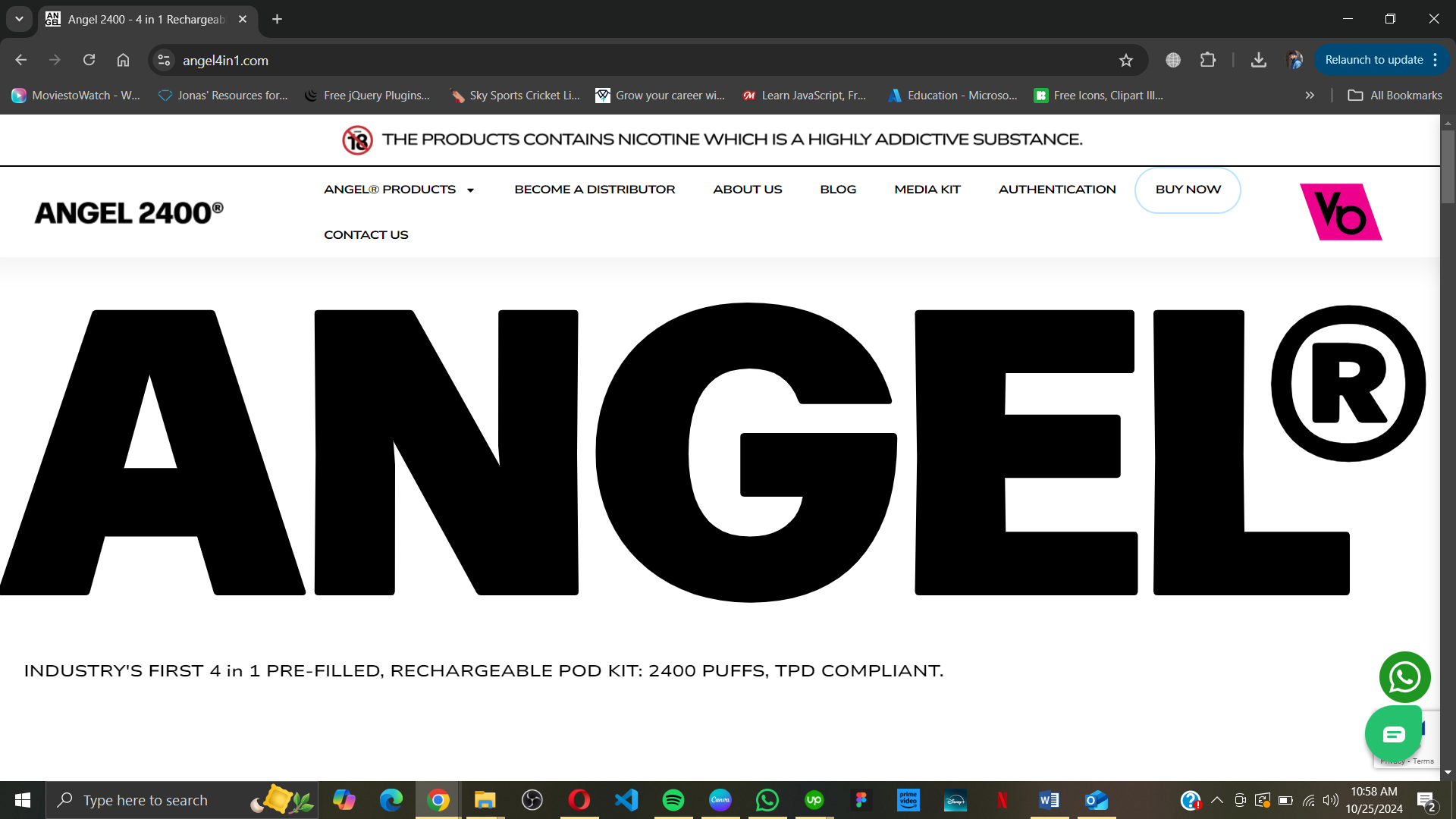 Angel Vapes - Premium vaping products e-commerce store with modern responsive design and seamless shopping experience