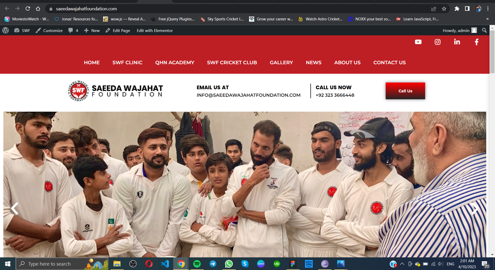 Saeeda Wajahat Foundation - Non-profit WordPress website with donation system and program showcase for charitable organization